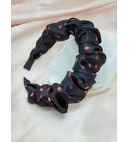 MelKady 358 - Saten Büzgülü Scrunchie Taç, Günlük Taç, Sevgiliye, Arkadaşa Hediye (Siyah-Kırmızı)