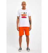 Süperlife Erkek Regular Fit Brooklyn Baskılı Şort SPR 208 (Turuncu)
