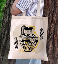 BK Gift Modern Art Tasarımlı Kanvas Bez Çanta, Baskılı Omuz Çantası, Alışveriş Çantası, Plaj Çantası, Arkadaşa Hediye (Model 18)