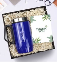 Özel Kutusunda Kişiye Özel Kulplu 280 ML Çelik Termos (Lacivert)