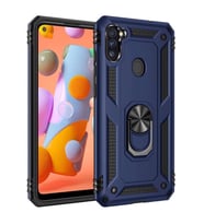 Galaxy A11 Kılıf Zore Vega Yüzüklü Standlı Zırh Kılıf (Mavi)