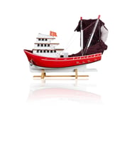 Karadeniz Balıkçı, Ahşap Maket Gemi, Model Kotra, Yat Gemi ve Tekne Modeli, El Yapımı Ev, Ofis Hediye ve Aksesuar (Kırmızı - Beyaz) (Kırmızı-Beyaz)