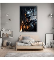 Metal Çerçeveli Cam Tablo Film Karakteri Batman Görseli (Gümüş)