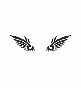 Kartal Kanatı Oto Sticker 30x10 cm Siyah (Siyah-Siyah)