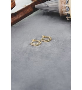 ENCİLİ SİLVER 925 Ayar Gümüş Zirkon Taşlı Model Çocuk J Küpe (Gold)