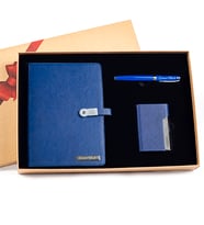 Kişiye Özel Usb'li Defter Kartvizitlik ve Roller Kalem Seti Tasarım Kutulu 16GB (Lacivert)