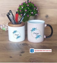 İsme Özel Doğum Günü Hediyesi Kalemlik, Kupa Bardak T Kişiye Özel Hediye (Model 3)