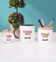 Biyoloji Öğretmeni Kupa Bardak Kırmızı Kalemlik ve Anahtarlık (Model 6)