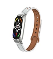 Xiaomi Mi Band 7 Kordon Dikişli Deri Kordon 68 (Beyaz)