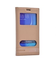 Galaxy J5 Kılıf Kapaklı Pencereli Kılıf (Gold)