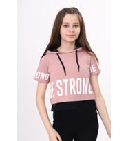 Toontoy Kız Çocuk Be Strong Baskılı Kapüşonlu Tişört (Gül Kurusu)