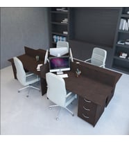 Vena Nil Workstation Dörtlü Çalışma Masa 320cm x 140cm x 115h   Çalışma Grubu İstasyonu (Venge)