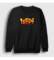 Presmono Unisex Beyaz Fire Logo Lordi Sweatshirt 379422tt (Siyah)