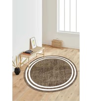 Dijital Baskılı Kaymaz Taban Yıkanabilir Yuvarlak Salon Halısı Koridor Halısı Paspas NDY-HT-574 (Kahverengi)