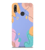 PrintiFy Huawei Y7 2019 Uyumlu Lansman Kılıf Karışık Renkler Tasarımlı İçi Kadife Kapak (Lila)