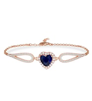 925 Ayar Gümüş Swarovski Safir Kalp Bileklik (Rose)