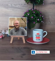 Amcaya Hediye Fotoğraflı Dekoratif Taş, Ahşap Altlıklı Türk Kahvesi Fincanı HediyeBabalar Günü Hediyesi (Model 8)
