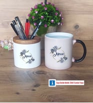 İsme Özel Doğum Günü Hediyesi Kalemlik, Kupa Bardak T Kişiye Özel Hediye (Model 3)