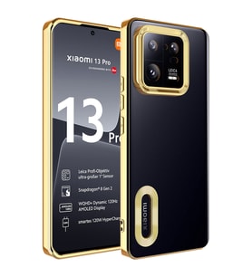 Xiaomi Mi 13 Pro Kılıf Kamera Korumalı Logo Gösteren Zore Omega Kılıf (Gold)