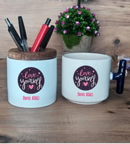 Love Your Self Hediye Sepeti Kupa Bardak T Kulplu, Kalemlik Hediyeleri Arkadaşa Hediye, Anneye Hediye (Model 2)