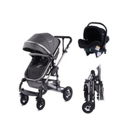 Baby Storch - Seyahat Sistem Bebek Arabası 3 in 1 (Siyah-Gri)