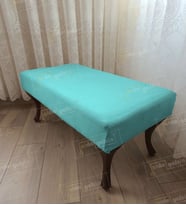 Ayak Ucu Kapı Önü Antre Düz Bench Puf Orta Sehpa Ceviz Ayak (110*45) (Turkuaz)