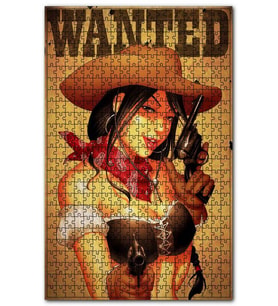 Cakapuzzle Cowgirl Wanted Afiş Görseli Puzzle Yapboz MDF (Ahşap) (1000 Parça)