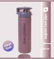 550ML Kilitli Kapak Renkli Cam Şişe Matara, Suluk & 14 Farklı Renk Seçeneği (Kahverengi)