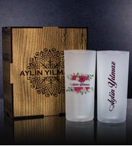 eJOYA Kişiye Özel Kutusunda 2'li Rakı Bardağı Hediye Seti 107179 (Mavi)
