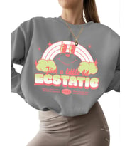 erkek unisex Sweatshirt bisiklet yaka 3 iplik şardonlu Sweatshirt kadın kalın Ecstatic - tipografik (Gri)