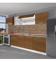 Decoraktiv Ekol 280 MDF Hazır Mutfak Dolabı - Tezgah Dahil - Parlak Beyaz (Ceviz)