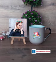 Unicorn Fotoğraflı Dekoratif Taş, Kupa Bardak Beyaz Hediye (Model 10)