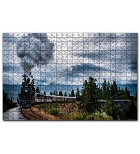 Cakapuzzle Kıvrılarak İlerleyen Kara Tren ve Dumanı  Puzzle Yapboz MDF (Ahşap) (255 Parça)