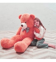 Oyuncak 130 Cm Papyonlu Peluş Ayıcık- İthal Kumaş - Premium Koleksiyon Hediyelik Ayı (Nar Çiçeği)