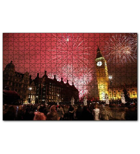 Cakapuzzle Londra Big Ben Yılbaşı Havai Fişekler  Puzzle Yapboz MDF (Ahşap) (500 Parça)