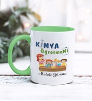 Kimya Öğretmeni Tasarımlı Kişiye Özel Kupa Bardak (Yeşil)