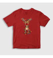 Presmono Unisex Çocuk Beyaz Adorable Reindeer Geyik Yılbaşı T-Shirt 364501tt (Kırmızı)