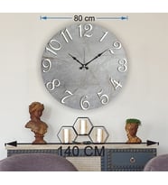Markakanvas Mermer Desenli ,Ayna Rakamlı Duvar Saati   ( Çap 50 cm - 80 cm ) (Beyaz)