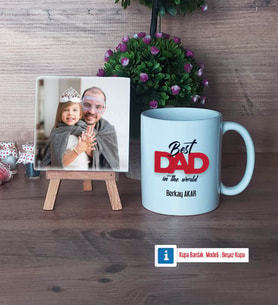 Babaya Hediye Fotoğraflı Dekoratif Taş, Kupa Bardak Beyaz Hediye Babaya Doğum Günü Hediyesi (Model 1)