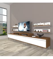 Decoraktiv Ekoflex 270r Mdf Krom Ayaklı Tv Ünitesi Tv Sehpası (Beyaz - Kahverengi)