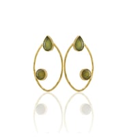 Kadir Jewellery 22 Ayar Altın Kaplama Geometrik Küpe -El İşçiliği Ve Hipoalerjenik Küpe (Zeytin Yeşili)