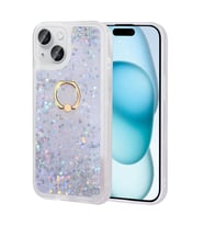 iPhone 15 Kılıf Milce Simli Pullu Yüzüklü Kılıf (Gümüş)