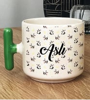 Kişiye Özel Panda Desenli Hediye T Kupa Bardak Arkadaşa Hediye (Yeşil)