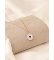 MİNELİ NAZAR BONCUKLU GÜMÜŞ KOLYE (Rose)