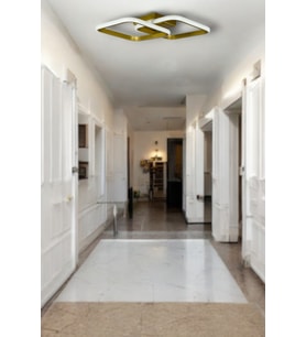 Kira Modern Tasarım Salon - Mutfak - Hol Beyaz Led 2 Li Avize (Eskitme Altın)