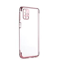 Galaxy M31S Kılıf İnce Köşeleri Renkli Şeffaf Silikon (Rose)