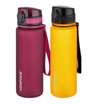 Uzspace 2'li Tritan Matara Seti 500 ml 14 Farklı Renk Seçeneği FiftyFifty (Kırmızı-Krem)