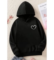 Çocuk Kalp Baskılı Sweatshirt (Siyah)