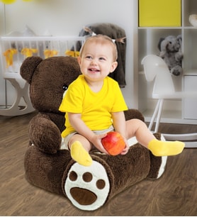 65 cm Ayı Pelüş Bebek Çocuk Koltuğu (%100 Yerli) (AYI-KAHVE) (Yeşil)