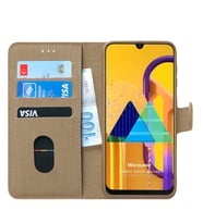 Microsonic Samsung Galaxy M30s Kılıf Fabric Book Wallet (Gold)